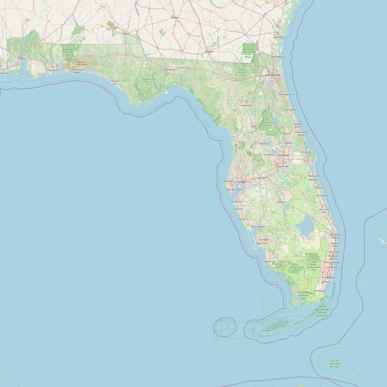 OpenStreetMap geographic map of Florida